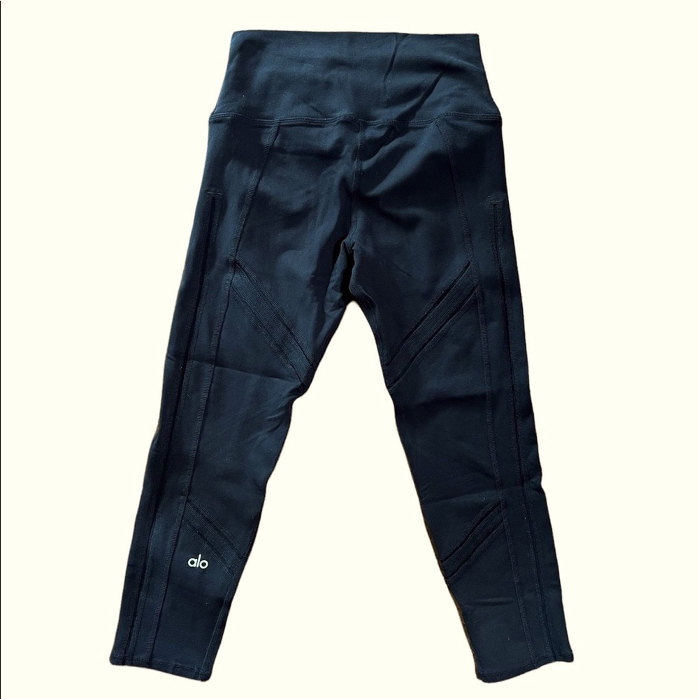 Alo Yoga High Waist Leggings in Black with mesh detail